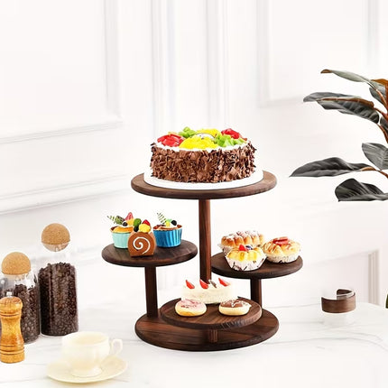 Multi Tier Solid Wood Cake Snack Display Stand for Bakery Coffee Party Decor
