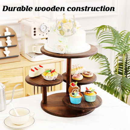 Multi Tier Solid Wood Cake Snack Display Stand for Bakery Coffee Party Decor