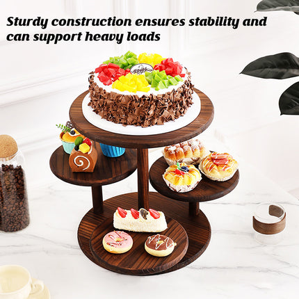 Multi Tier Solid Wood Cake Snack Display Stand for Bakery Coffee Party Decor