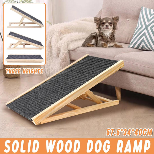 Foldable Dog Pet Ramp 70cm Adjustable Height Stairs for Bed Sofa Car Access