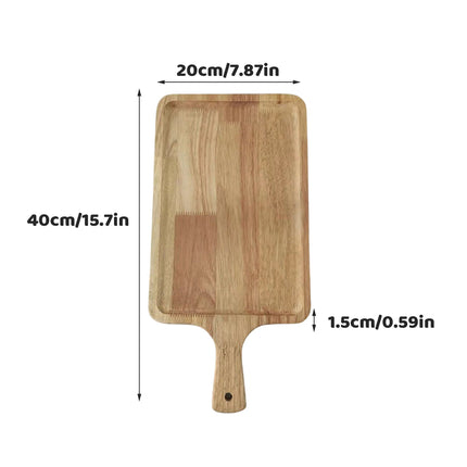 2PCS Solid Wood Steak Plate with Handle Easy to Clean Serving Tray Home Party