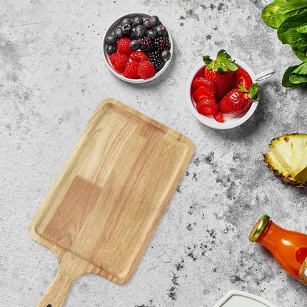 2PCS Solid Wood Steak Plate with Handle Easy to Clean Serving Tray Home Party