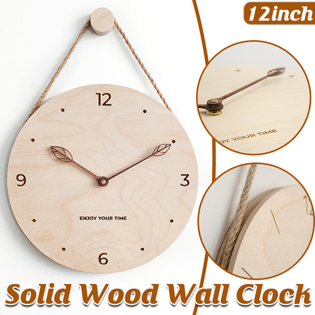 Creative Fashionable Log Wall Clock Natural Wood Colour Silent for Home Decor