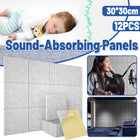 12pcs 30x30cm Self-Adhesive Acoustic Foam Sound Proofing Absorbing Panels