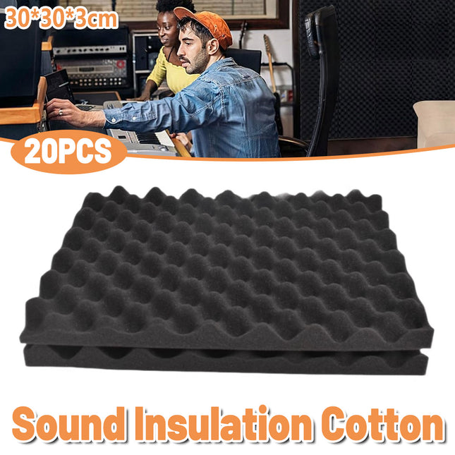 20pcs Acoustic Foam Wall Panels Studio Sound Stop Absorption Proofing Insulation
