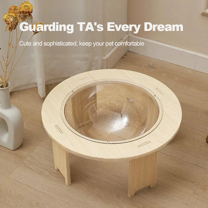 Cat Bed Space Capsule Design Wooden Jumping Platform Indoor Pet Sleeping Nest