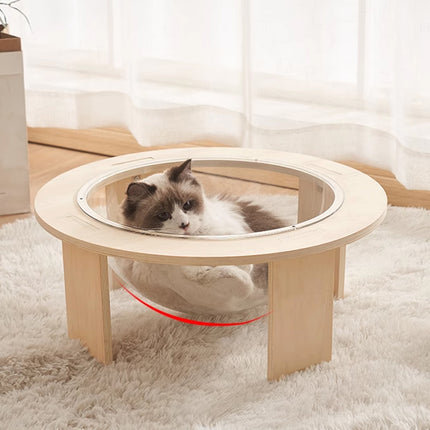 Cat Bed Space Capsule Design Wooden Jumping Platform Indoor Pet Sleeping Nest