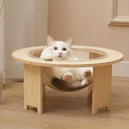 Cat Bed Space Capsule Design Wooden Jumping Platform Indoor Pet Sleeping Nest