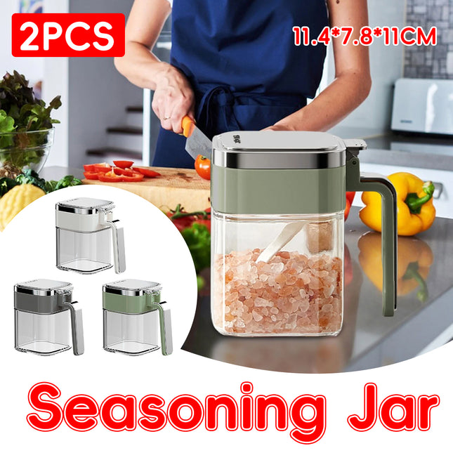 2PCS Seasoning Jars Spice Containers with Lid for Kitchen Pantry Storage Use