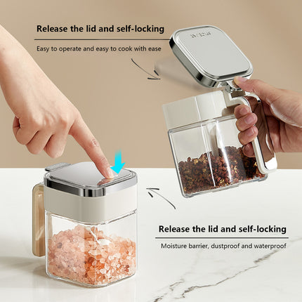 2PCS Seasoning Jars Spice Containers with Lid for Kitchen Pantry Storage Use