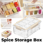 Cream White Sealed Spice Storage Box with Handle Divided Dry Food Container