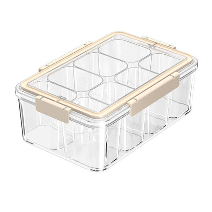 Cream White Sealed Spice Storage Box with Handle Divided Dry Food Container