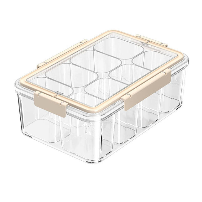 Cream White Sealed Spice Storage Box with Handle Divided Dry Food Container