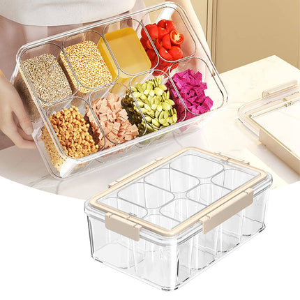 Cream White Sealed Spice Storage Box with Handle Divided Dry Food Container