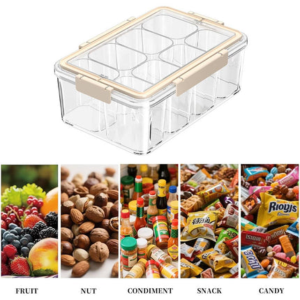 Cream White Sealed Spice Storage Box with Handle Divided Dry Food Container