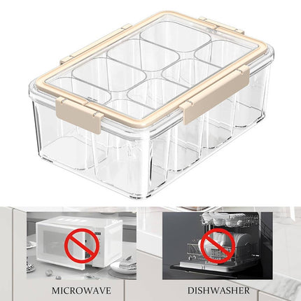 Cream White Sealed Spice Storage Box with Handle Divided Dry Food Container