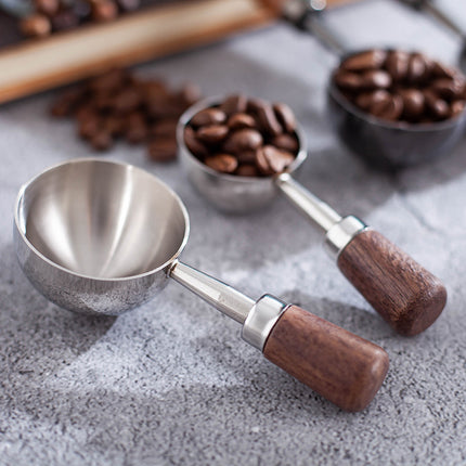 2PCS Stainless Steel Walnut Coffee Spoon Food Grade for Home Café Durable