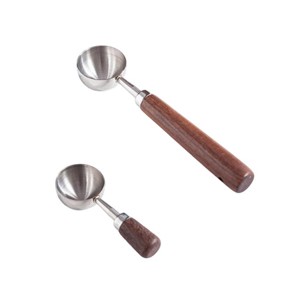 2PCS Stainless Steel Walnut Coffee Spoon Food Grade for Home Café Durable