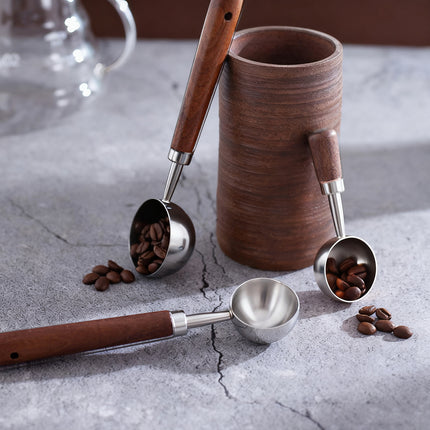 2PCS Stainless Steel Walnut Coffee Spoon Food Grade for Home Café Durable