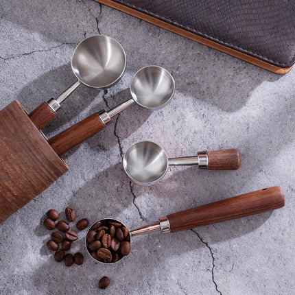 2PCS Stainless Steel Walnut Coffee Spoon Food Grade for Home Café Durable