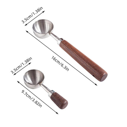 2PCS Stainless Steel Walnut Coffee Spoon Food Grade for Home Café Durable