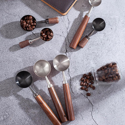 2PCS Stainless Steel Walnut Coffee Spoon Food Grade for Home Café Durable