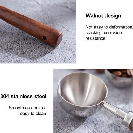 2PCS Stainless Steel Walnut Coffee Spoon Food Grade for Home Café Durable
