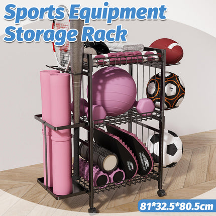 Multi Function Sports Equipment Storage Rack Ball Badminton Racket Yoga Mat