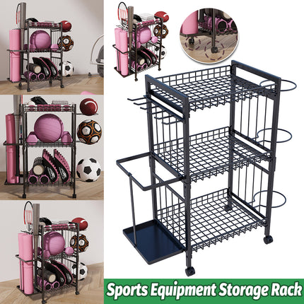 Multi Function Sports Equipment Storage Rack Ball Badminton Racket Yoga Mat
