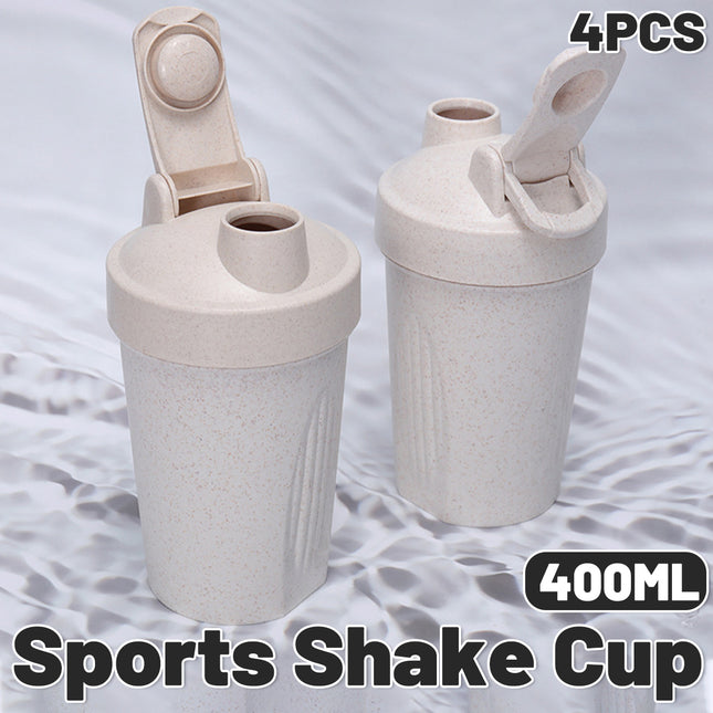 4PCS 400ml Shaker Bottles for Protein Powder Gym Fitness Sports Water Bottle