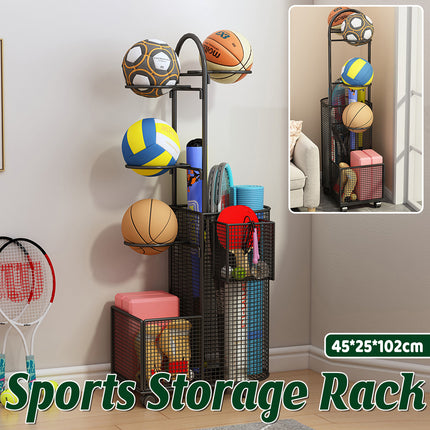 Home Sports Equipment Storage Rack for Mats Balls Sports Equipment Sturdy