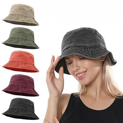 Unisex Men Women Washed Cotton Outdoor Camping Sports Bucket Hats Fisherman Hat - Aimall