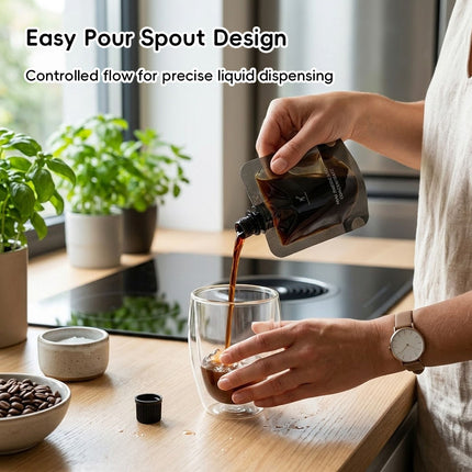 Screw Cap Spout Liquid Pouches 100 Pack Black