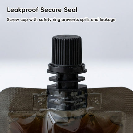 Screw Cap Spout Liquid Pouches 100 Pack Black
