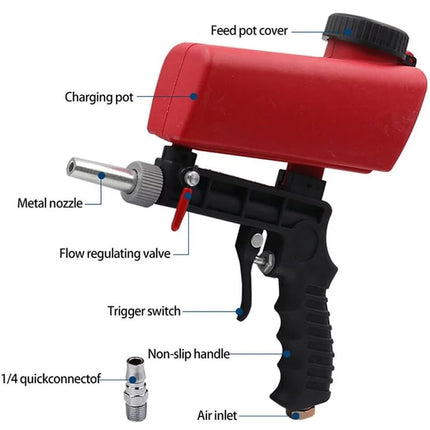Handheld Sandblasting Gun Portable Pneumatic Tool For Rust Paint Cleaning Use