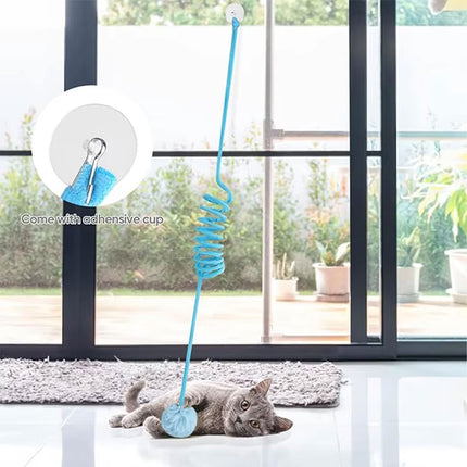 3PCS Suction Cup Cat Toys Pom Ball Cat Toy Spring Cat Interactive Play Set