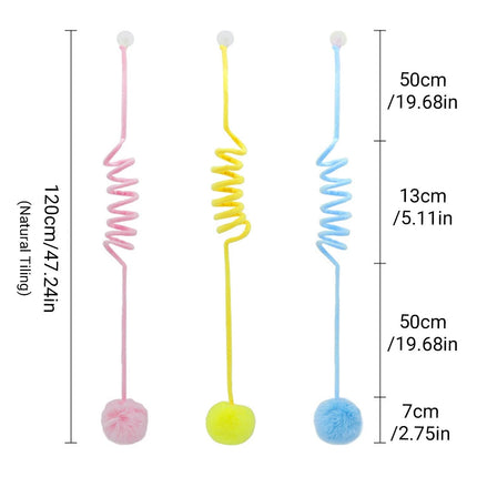 3PCS Suction Cup Cat Toys Pom Ball Cat Toy Spring Cat Interactive Play Set