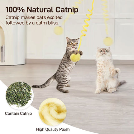 3PCS Suction Cup Cat Toys Pom Ball Cat Toy Spring Cat Interactive Play Set