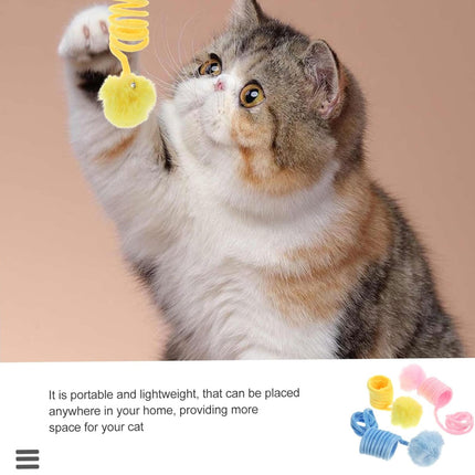 3PCS Suction Cup Cat Toys Pom Ball Cat Toy Spring Cat Interactive Play Set