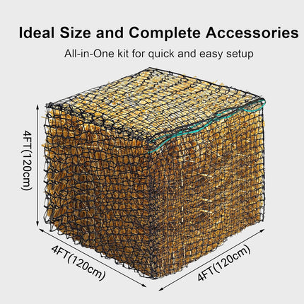Square Large Hay Net Bag for Pets Heavy Duty Mesh Design Anti Waste Breathable
