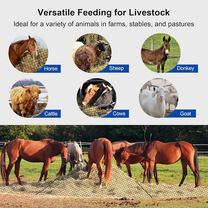 Square Large Hay Net Bag for Pets Heavy Duty Mesh Design Anti Waste Breathable