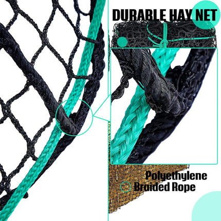 Square Large Hay Net Bag for Pets Heavy Duty Mesh Design Anti Waste Breathable