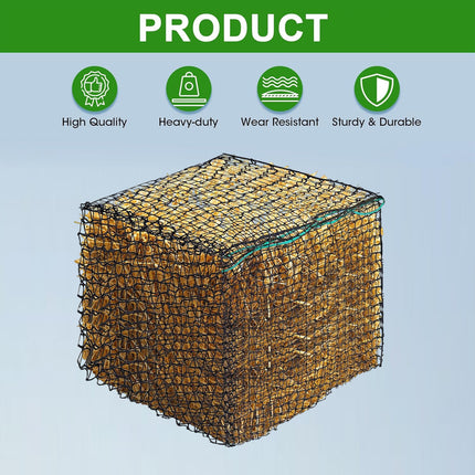 Square Large Hay Net Bag for Pets Heavy Duty Mesh Design Anti Waste Breathable
