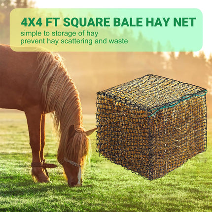 Square Large Hay Net Bag for Pets Heavy Duty Mesh Design Anti Waste Breathable