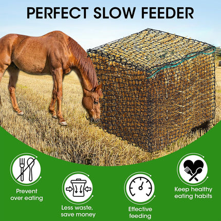 Square Large Hay Net Bag for Pets Heavy Duty Mesh Design Anti Waste Breathable