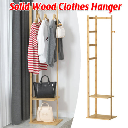 Wooden Rack Freestanding Clothes Hanger Storage Stand Multifunctional Organizer