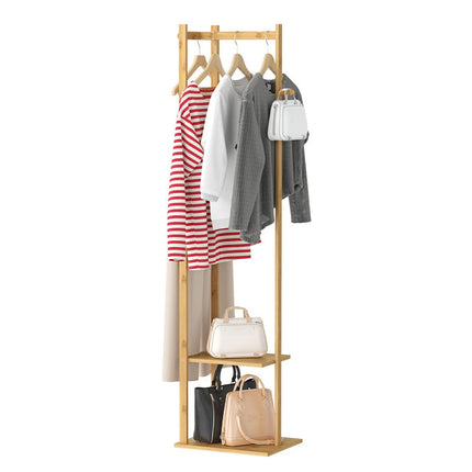 Wooden Rack Freestanding Clothes Hanger Storage Stand Multifunctional Organizer