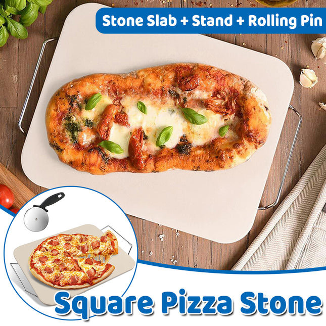 3PCS Square Pizza Stone Baking Tray for Oven Grill Pizza Bread Cooking 38x30cm