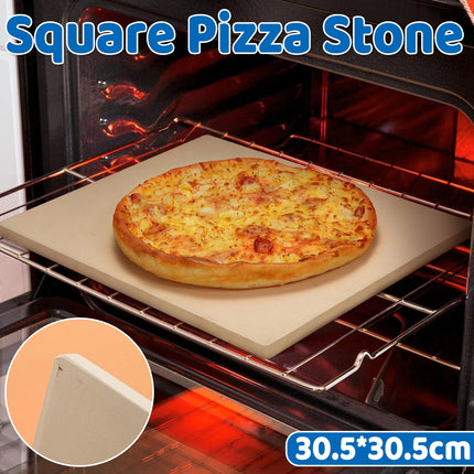 Square Pizza Stone Baking Tray for Oven Grill Pizza Bread Cooking 30.5x30.5cm
