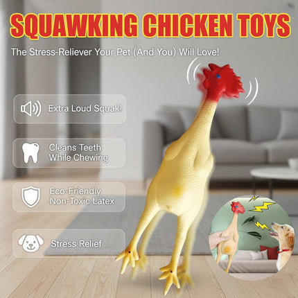 Squeaky Chicken Pet Chew Toy Durable Interactive Boredom Relief Dog Cat Play